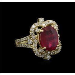 5.00ct Ruby and Diamond Ring - 14KT Yellow Gold