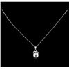 Image 2 : 0.27ctw Pearl and Diamond Pendant With Chain - 14KT White Gold
