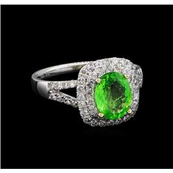 1.57ct Tsavorite and Diamond Ring - 14KT White Gold