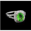 Image 1 : 1.57ct Tsavorite and Diamond Ring - 14KT White Gold