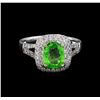 Image 2 : 1.57ct Tsavorite and Diamond Ring - 14KT White Gold