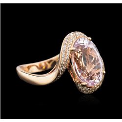 14KT Rose Gold 7.41ct Kunzite and Diamond Ring