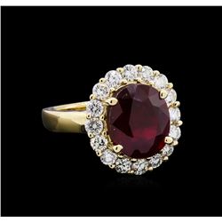 6.58 Ruby and Diamond Ring - 14KT Yellow Gold