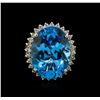 Image 2 : 14KT White Gold 26.80ct Blue Topaz and Diamond Ring