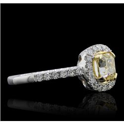 18KT White Gold 1.56ctw Fancy Yellow Diamond Ring