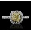 Image 2 : 18KT White Gold 1.56ctw Fancy Yellow Diamond Ring