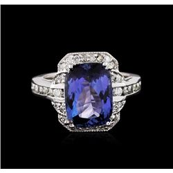 14KT White Gold 5.42ct Tanzanite and Diamond Ring