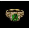 Image 2 : 1.22ct Tsavorite and Diamond Ring - 14KT Yellow Gold