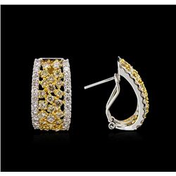 3.38ctw Fancy Yellow Diamond Earrings - 14KT Two-Tone Gold