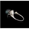 Image 3 : 0.68ctw Pearl and Diamond Ring - 14KT White Gold