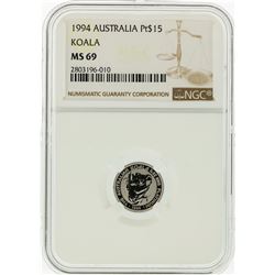 1994 NGC MS69 Australia $15 Koala Platinum Coin