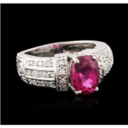 14KT White Gold GIA Certified 2.35ct Tourmaline and Diamond Ring