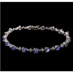 6.25ctw Tanzanite and Diamond Bracelet - 14KT White Gold