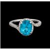 Image 2 : 2.95ct Apatite and Diamond Ring - 14KT White Gold