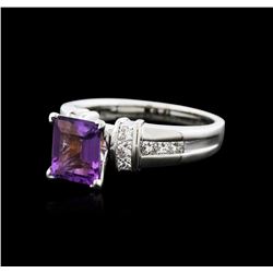 14KT White Gold 3.00ct Amethyst and Diamond Ring