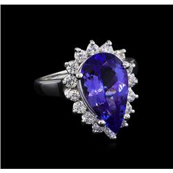 4.98ct Tanzanite and Diamond Ring - 14KT White Gold