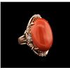 Image 1 : 14KT Rose Gold 16.11ct Pink Coral and Diamond Ring
