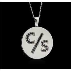 14KT White Gold 0.35ctw Black Diamond Pendant With Chain