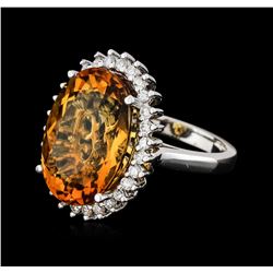 14KT White Gold 12.00ct Citrine and Diamond Ring