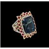 Image 1 : 14KT Yellow Gold 29.87ct Topaz and Ruby Ring