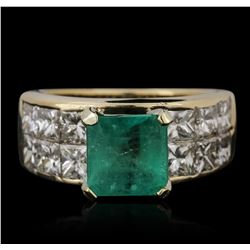 14KT Yellow Gold 2.27ct Emerald and Diamond Ring