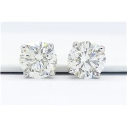 GIA Certified 2.11ctw Diamond Stud Earrings - 14K White Gold