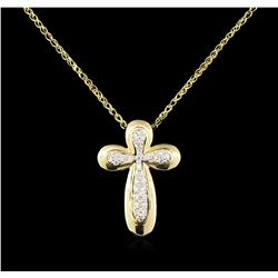 0.18ctw Diamond Cross Pendant With Chain - 14KT Yellow Gold