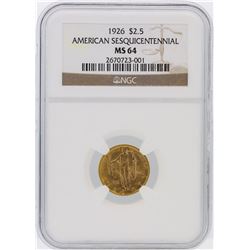 1926 NGC MS64 $2.50 American Sesquicentennial Gold Coin