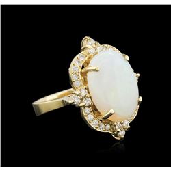 14KT Yellow Gold 3.79ct Opal and Diamond Ring