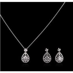 1.20ctw Diamond Pendant and Earrings Suite - 14KT White Gold