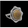 Image 1 : 4.63ct Opal and Diamond Ring - 14KT White Gold