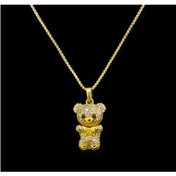 1.18ctw Diamond Teddy Bear Pendant - 18KT Yellow Gold