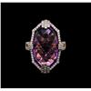Image 2 : 14.59ct Amethyst and Diamond Ring - 14KT Rose Gold