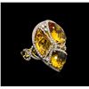 Image 1 : 15.33ctw Citrine and Diamond Ring - 14KT Yellow Gold