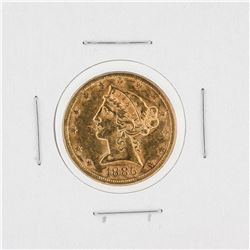 1886-S $5 AU Liberty Head Half Eagle Gold Coin