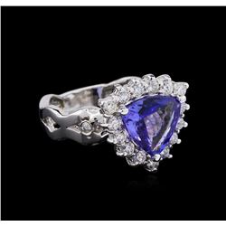 1.95ct Tanzanite and Diamond Ring - 14KT White Gold