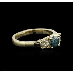 14KT Yellow Gold 0.96ctw Blue Diamond Ring