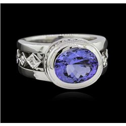 3.78ct Tanzanite and Diamond Ring - 18KT White Gold