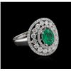 Image 1 : 0.66ct Emerald and Diamond Ring - 18KT White Gold