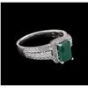 1.17ct Emerald and Diamond Ring - 18KT White Gold