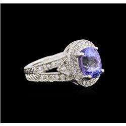 2.93ct Tanzanite and Diamond Ring - 14KT White Gold