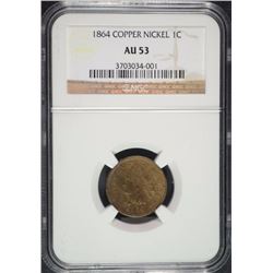 1864 COPPER NICKEL INDIAN HEAD CENT NGC AU53