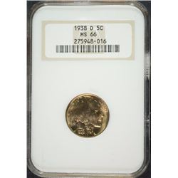1938-D BUFFALO NICKEL NGC MS-66 OLD FAT HOLDER