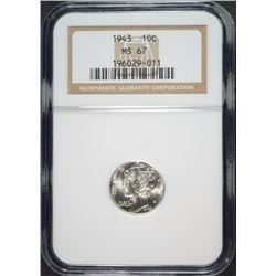 1943 MERCURY DIME, NGC MS-67