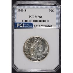1941-S WALKING LIBERTY HALF DOLLAR,  PCI GEM BU SCARCE