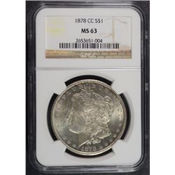 1878-CC MORGAN SILVER DOLLAR NGC MS 63