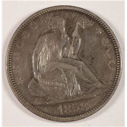 1858 SEATED LIBERTY HALF DOLLAR AU NICELY TONED