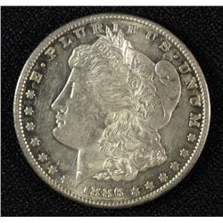 1886-S MORGAN SILVER DOLLAR, CHOICE BU