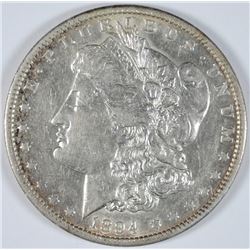 1894-O MORGAN SILVER DOLLAR, CHOICE AU