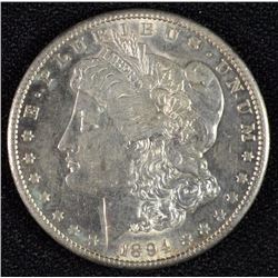 1894-S MORGAN SILVER DOLLAR, AU/UNC KEY DATE!